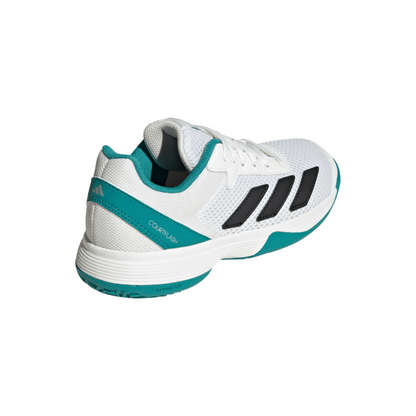 ADIDAS SHOE COURTFLASH KID WHITE/PURE TEAL (AW25)