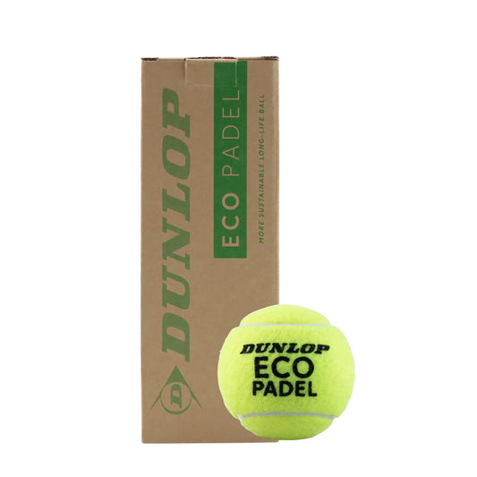 Dunlop Eco Padel tennis ball and packaging on a white background