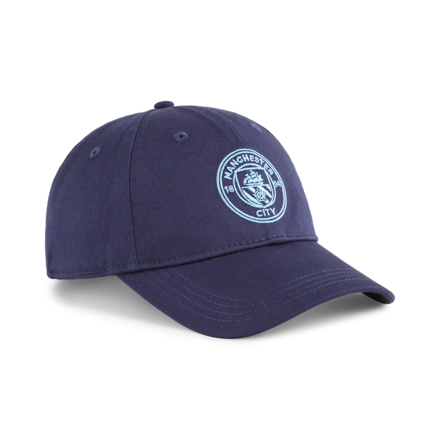 Navy blue cap with Manchester City logo on a white background