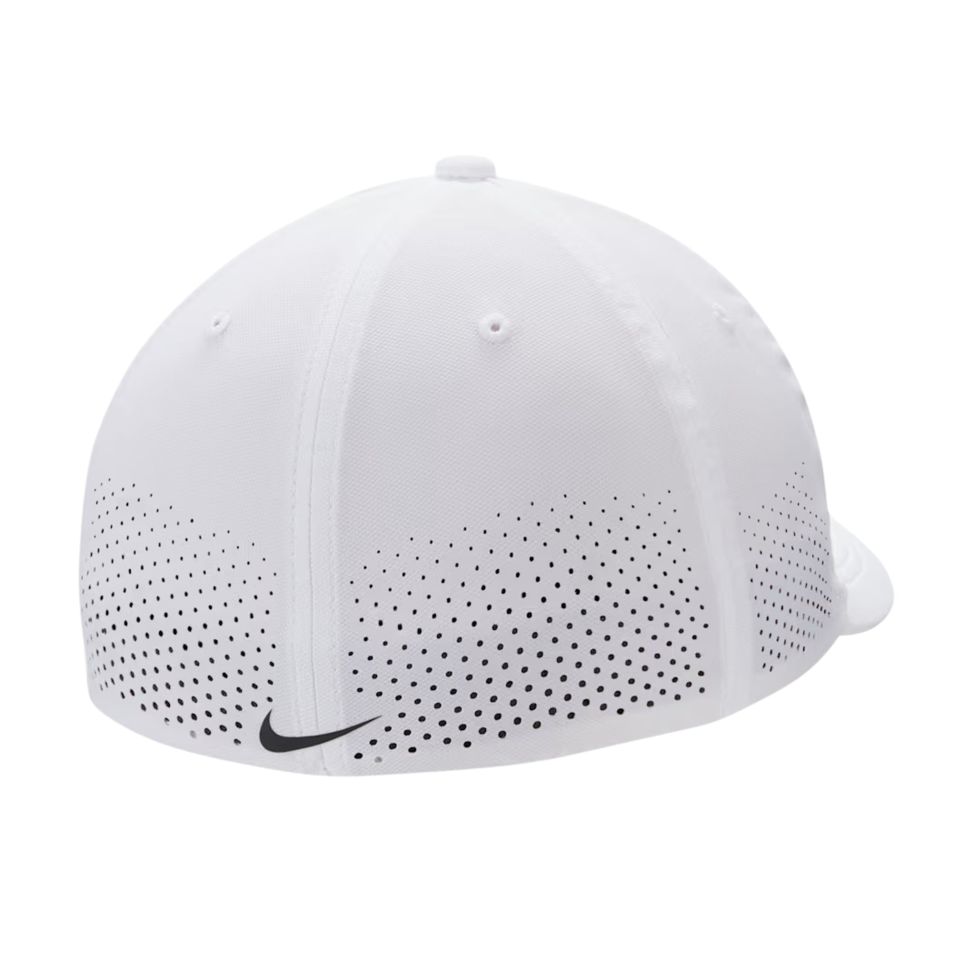 White cap with black Nike logo on a white background