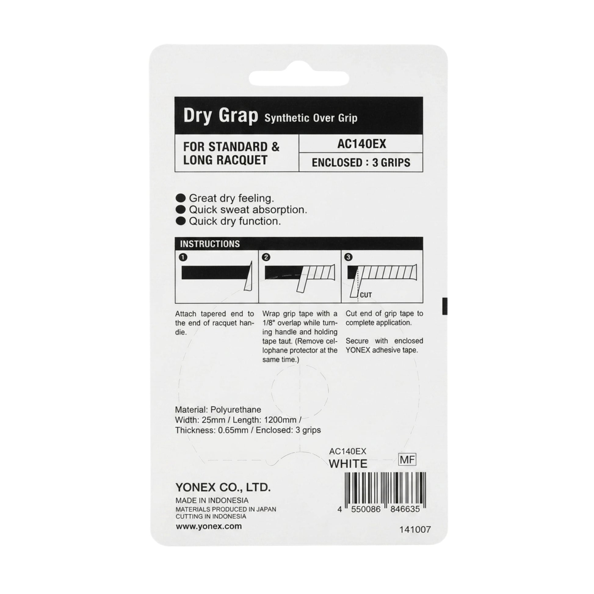 Yonex Dry Grap Synthetic Over Grip packaging on a white background