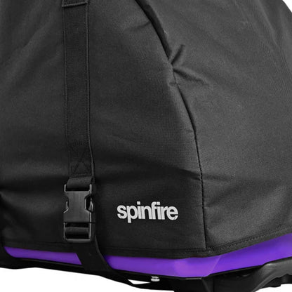 Black carry bag and 'spinfire' logo on a white background