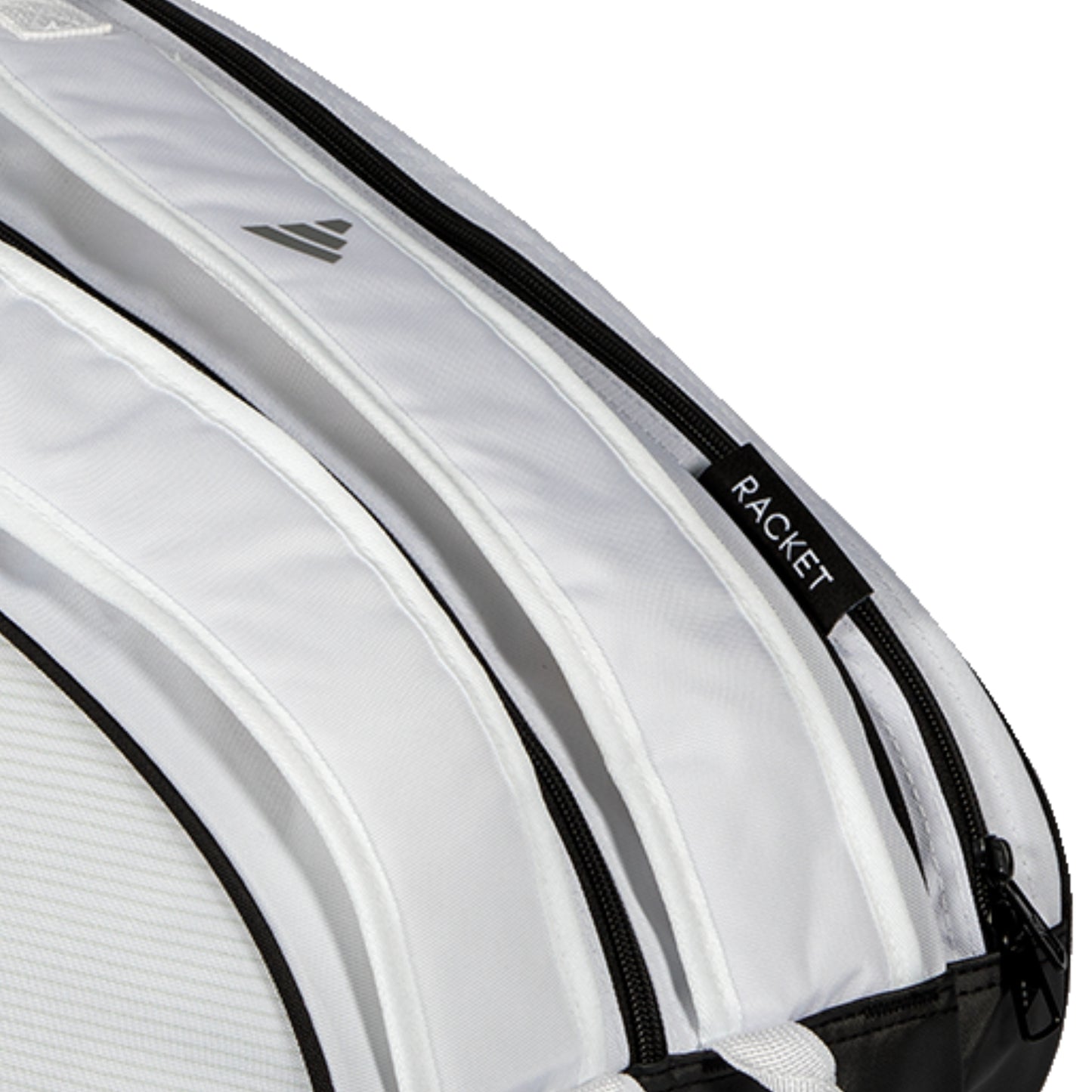 Close-up of a racket padel bag with black text on a white background