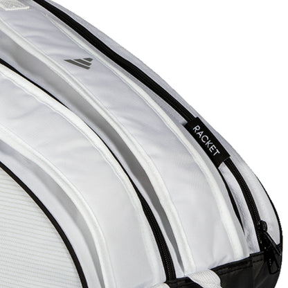 Close-up of a racket padel bag with black text on a white background