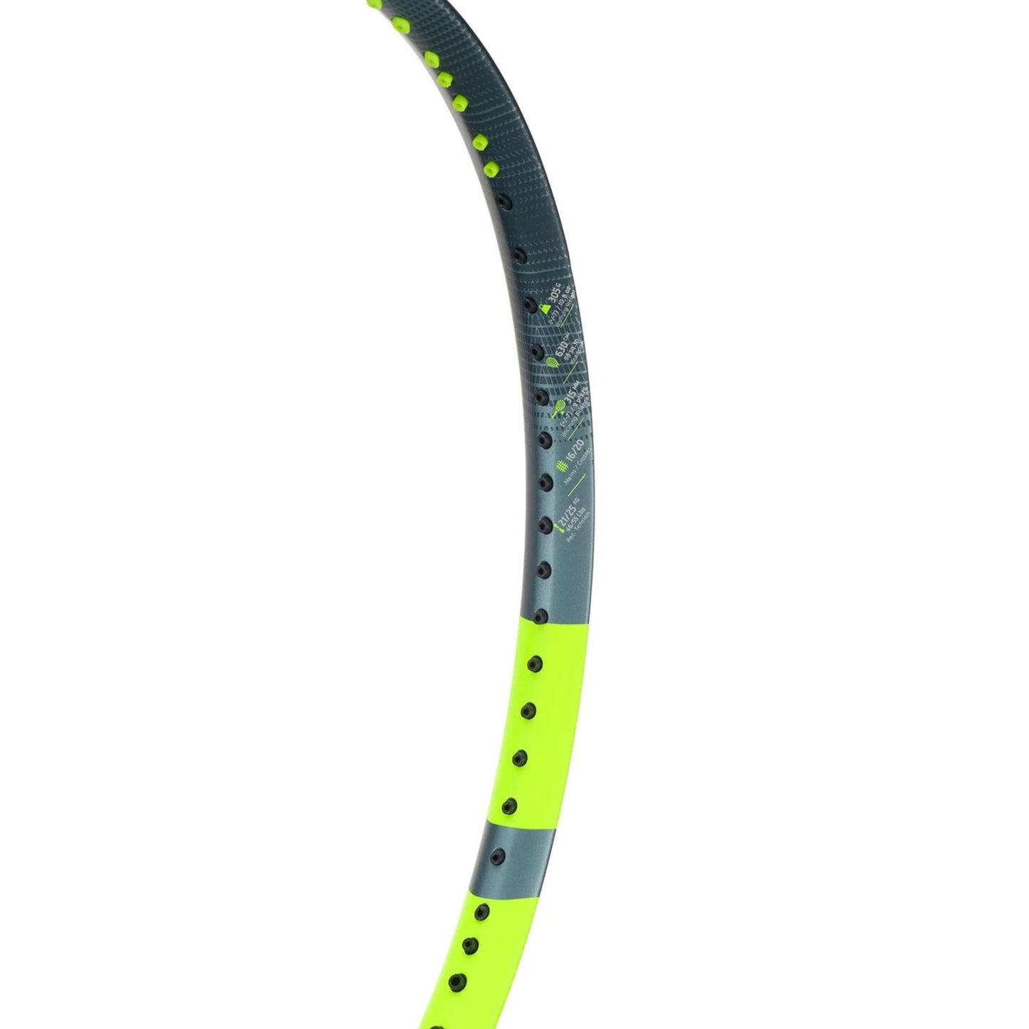 Tennis racket with a black and yellow design on a white background