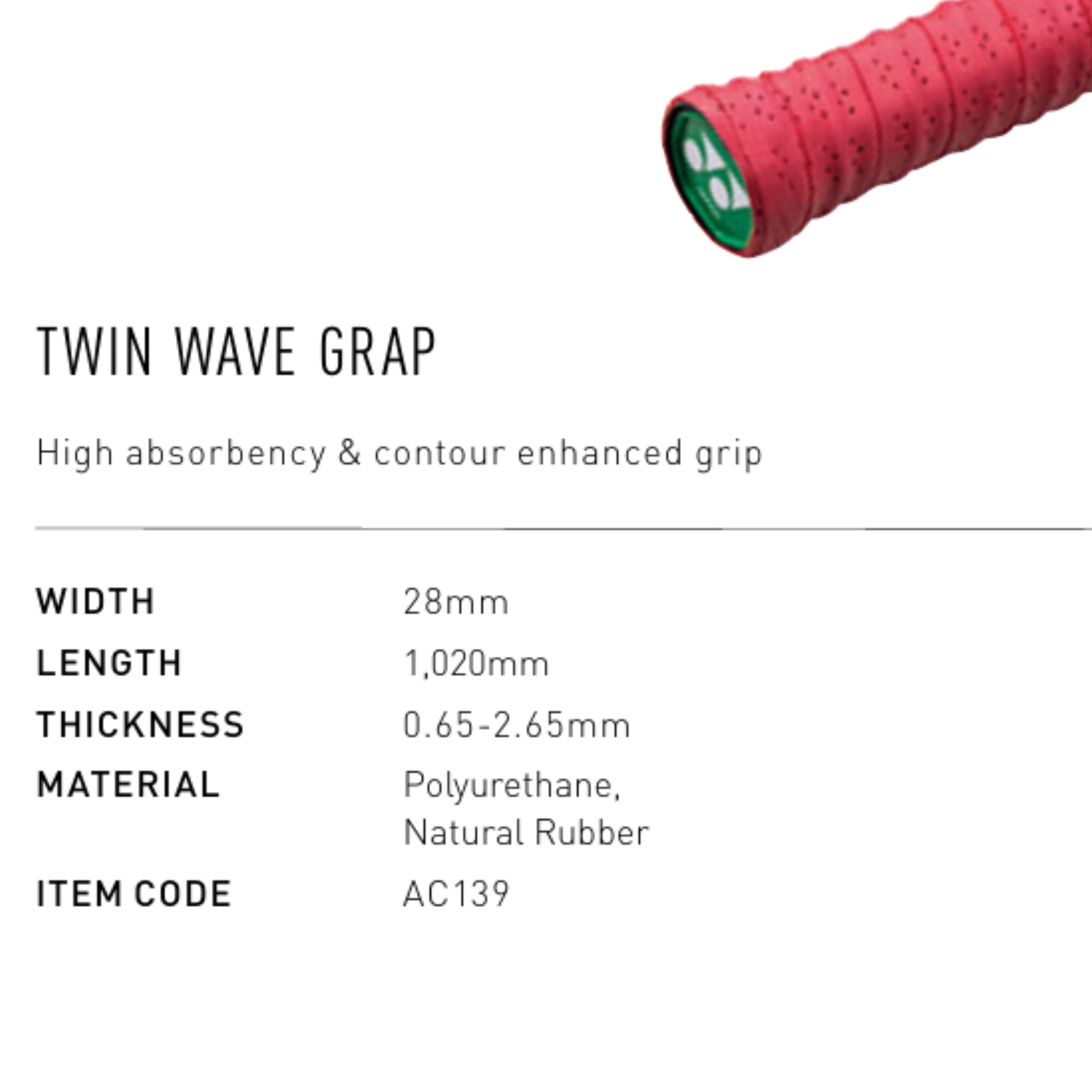 YONEX GRIP OVERGRIP WAVE TWIN WINE RED INFORMATION SHEET