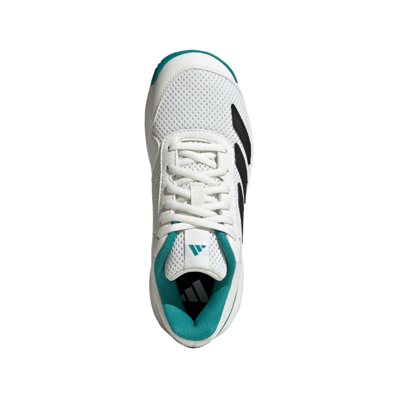 ADIDAS SHOE COURTFLASH KID WHITE/PURE TEAL (AW25)