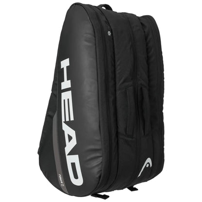 Black tennis bag with 'HEAD' branding on a white background