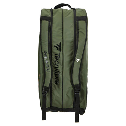 Green tennis bag with Tecnifibre logo on a white background