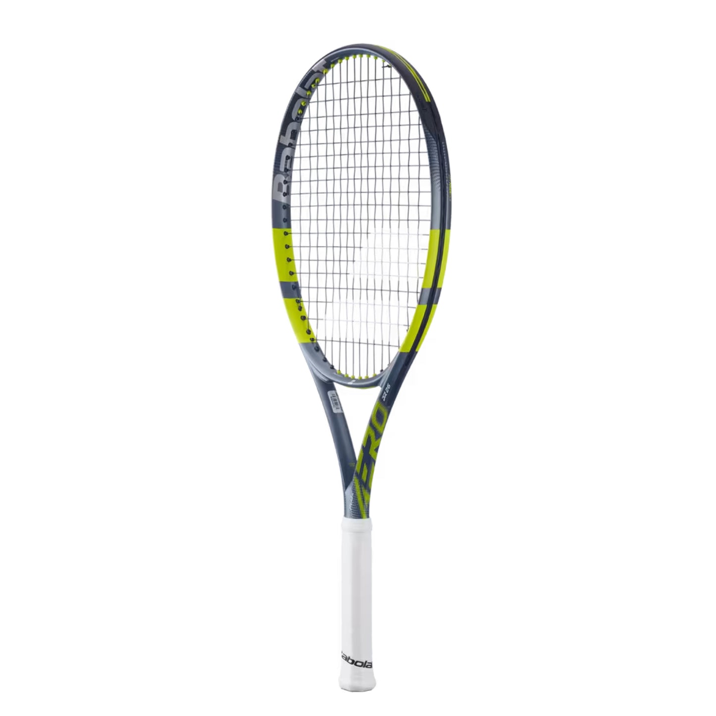 Babolat Tennis racket with a white handle on a white background