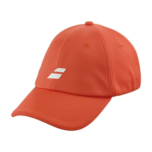 Red Babolat cap with a logo on a white background