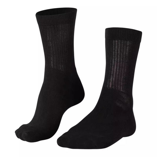 Pair of black Falke socks on a white background