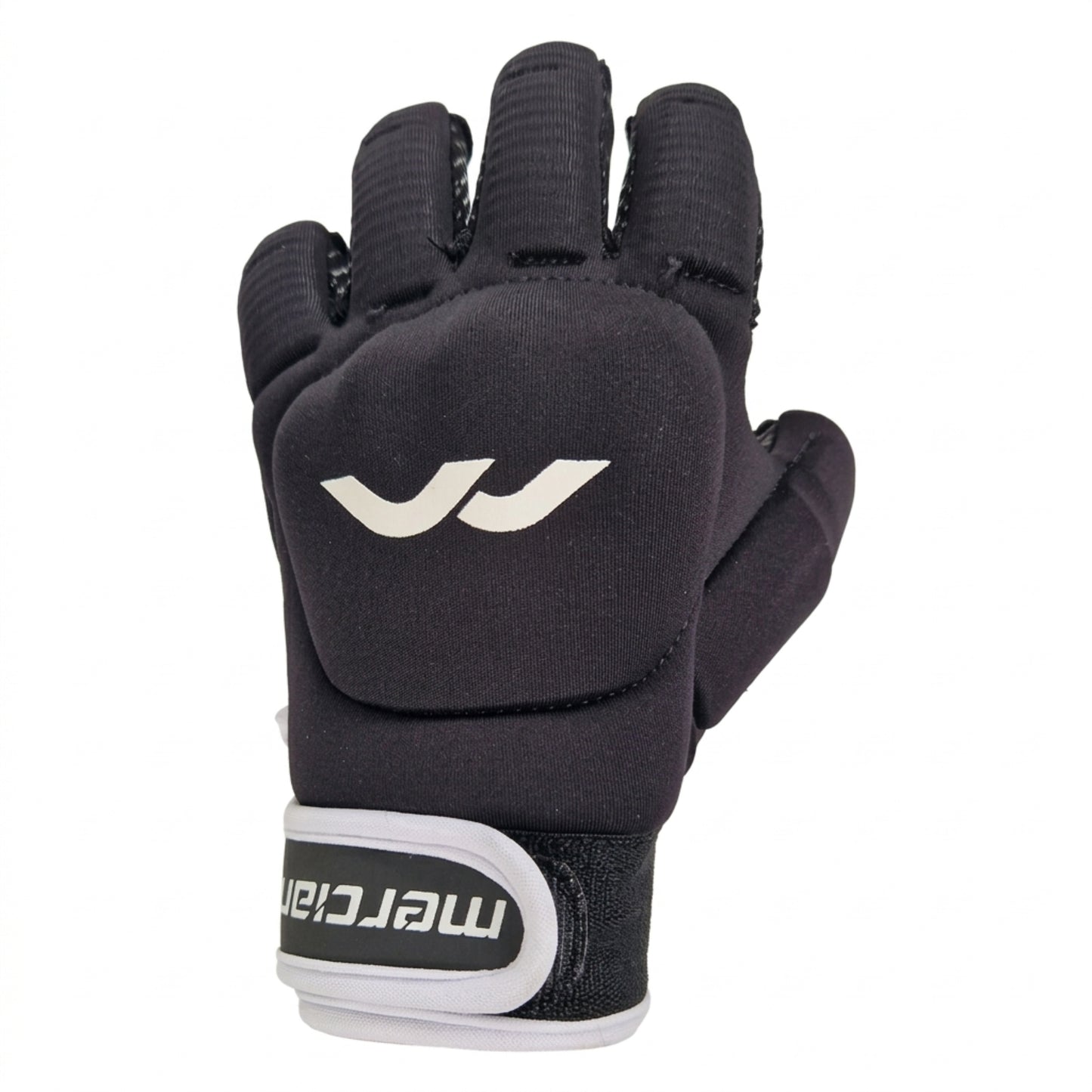 Black glove with a mercian logo on a white background