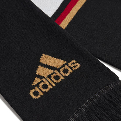 Black Adidas scarf with logo on a white background