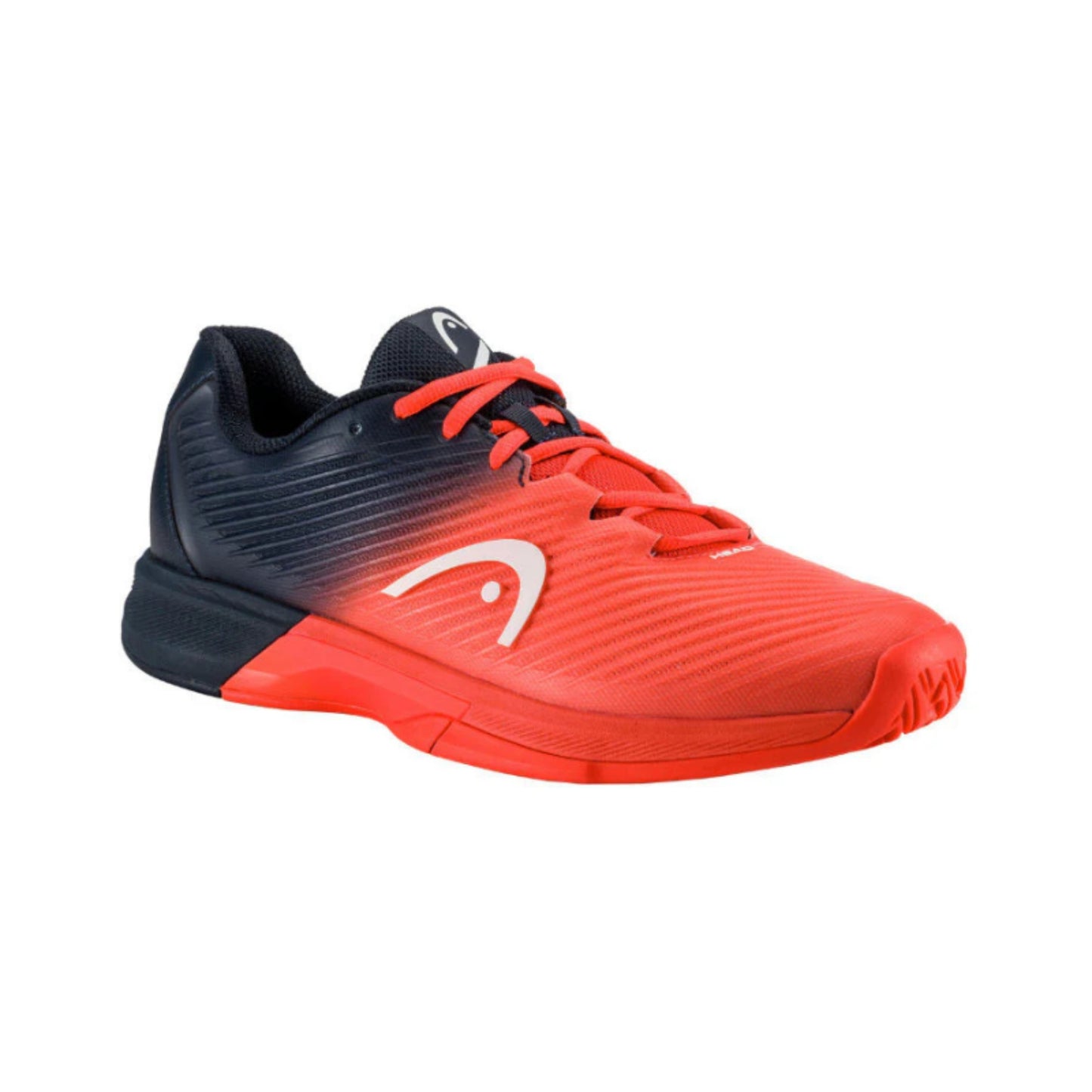 Red Head tennis shoe with black accents on a white background