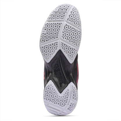 Close-up of a shoe sole with a textured pattern on a white background