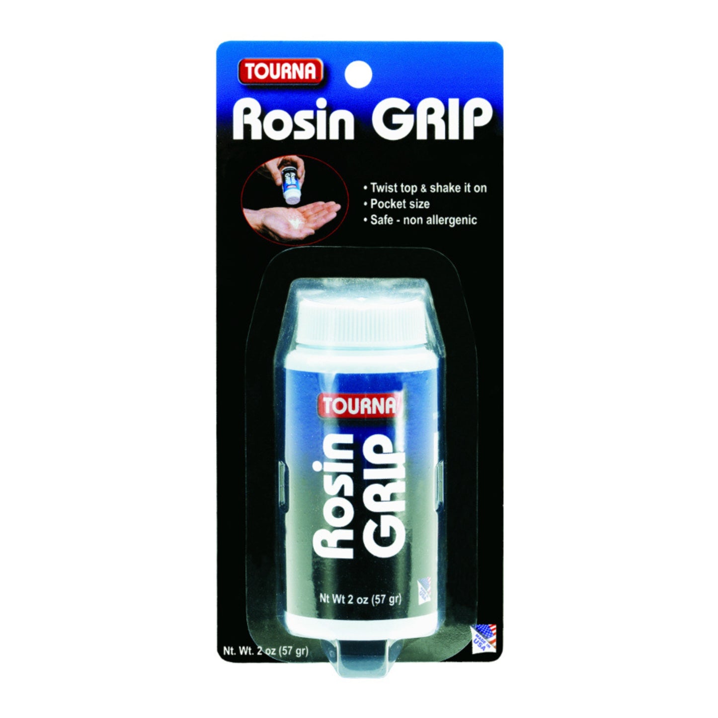 Packaged Tourna Rosin Grip with blue and white design on a white background