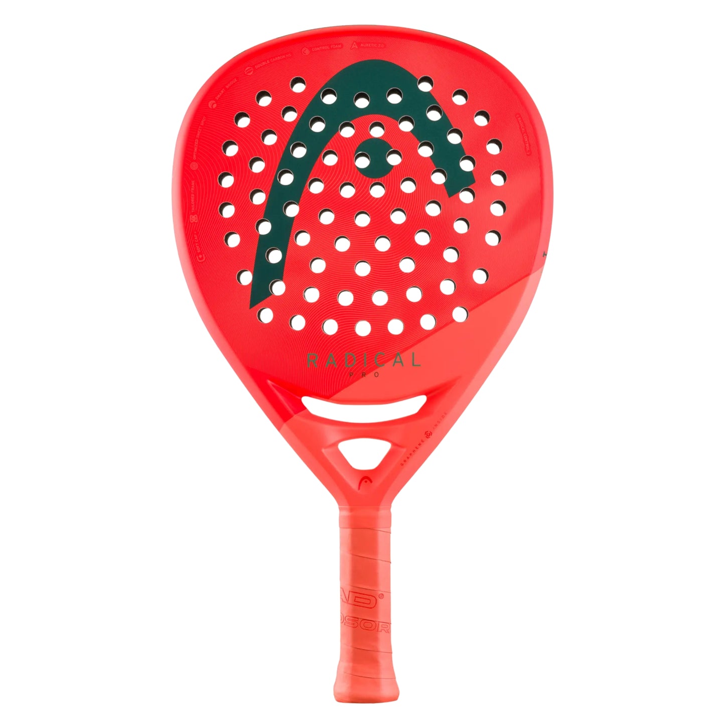 Red Head padel racket with a green logo on a white background