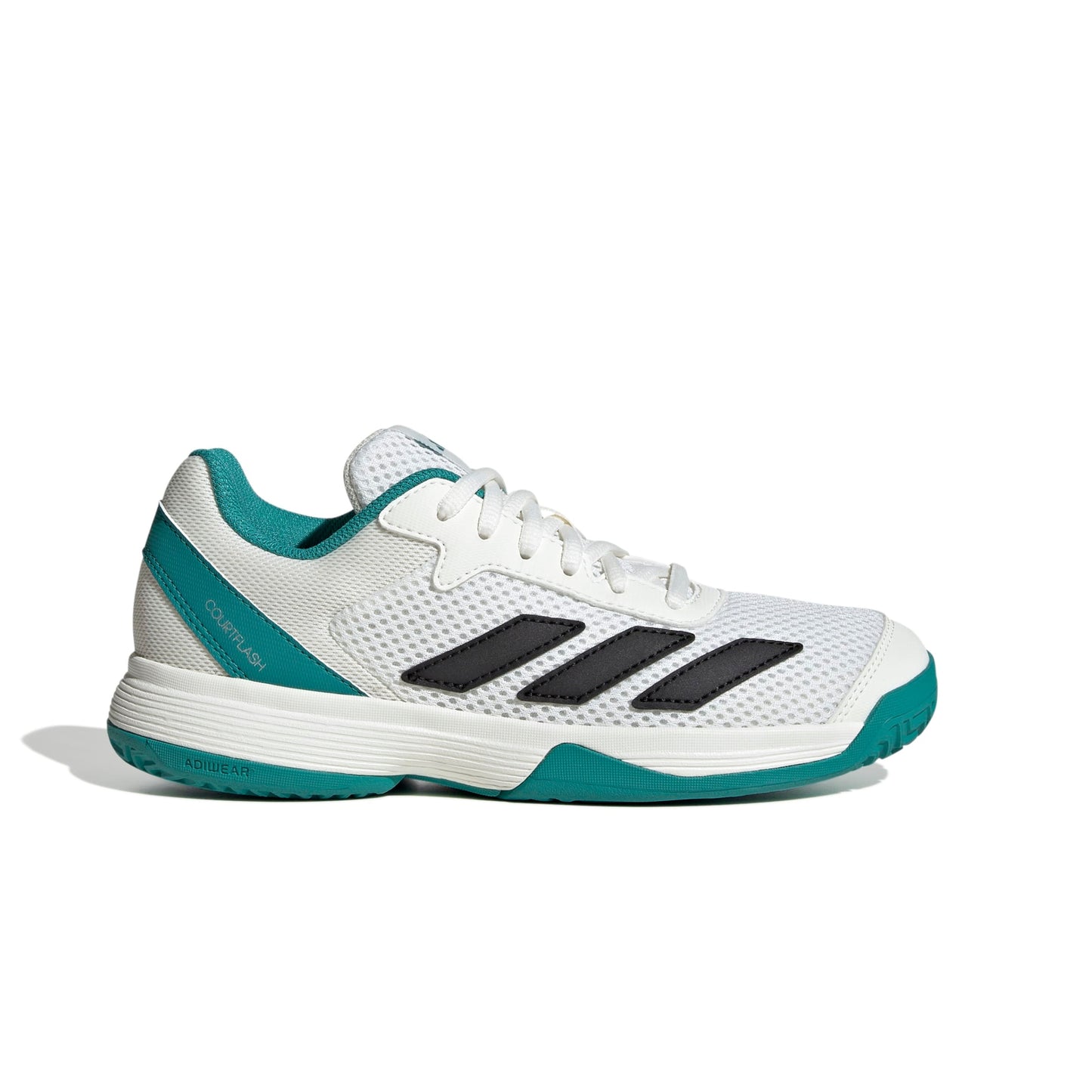 ADIDAS SHOE COURTFLASH KID WHITE/PURE TEAL (AW25)
