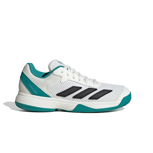 ADIDAS SHOE COURTFLASH KID WHITE/PURE TEAL (AW25)