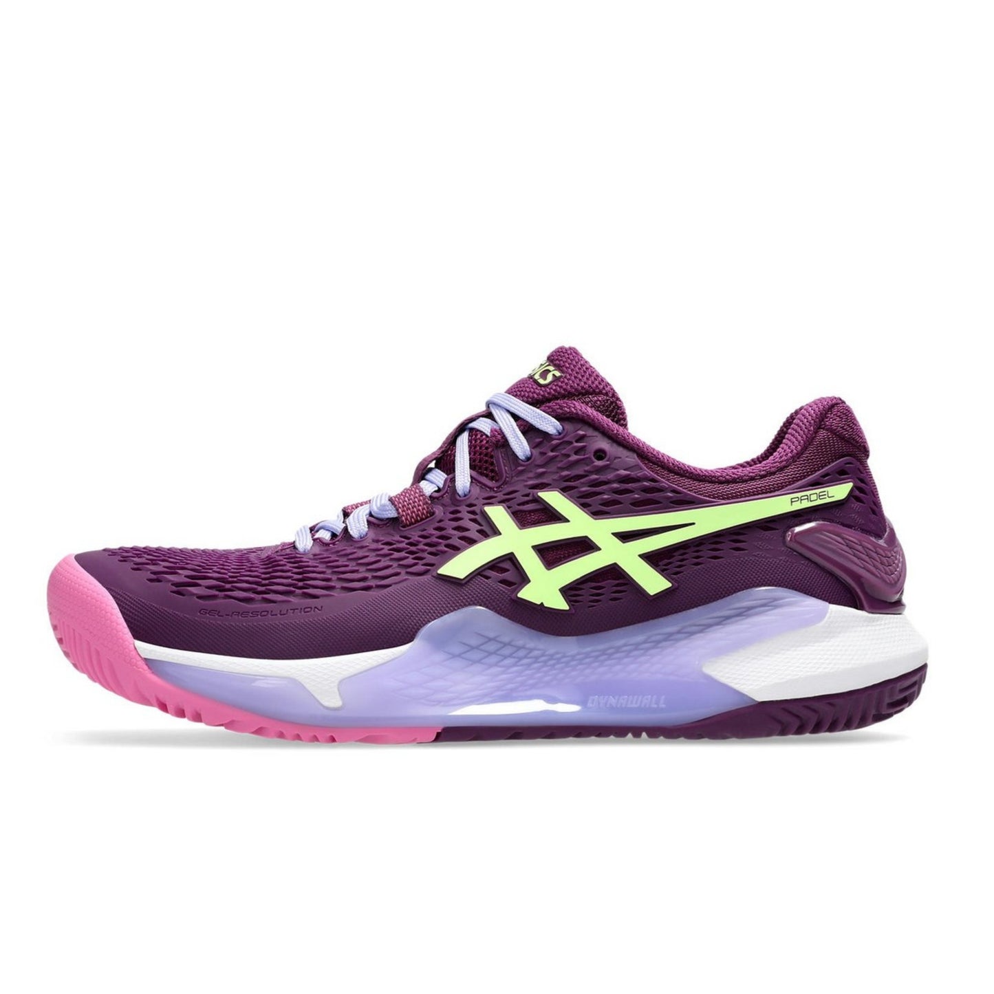 ASICS SHOE G-RESOLUTION 9 PADEL WN DEEP MAUVE/LIME GREEN (AW24)