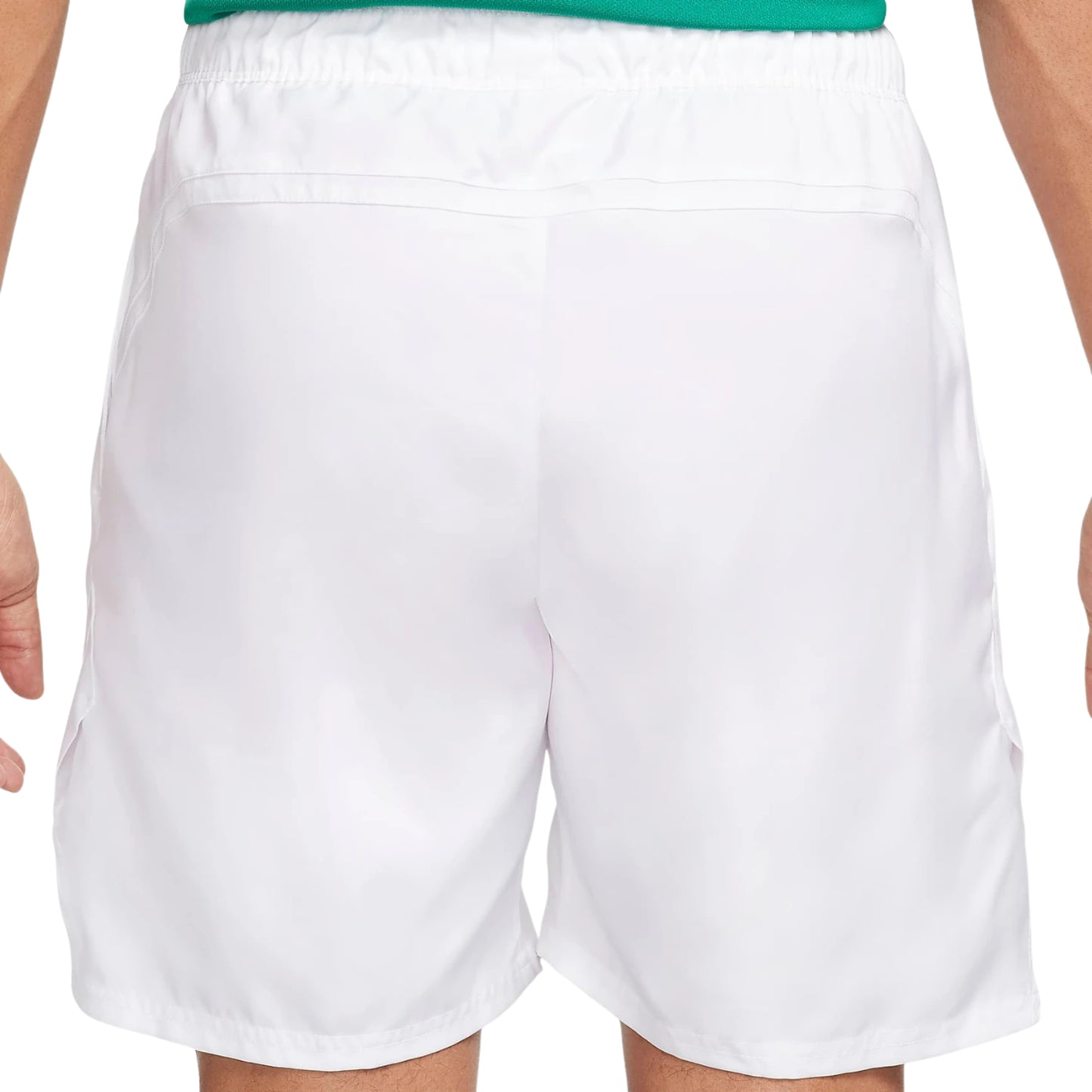 White shorts worn by a person on a white background