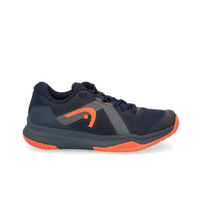Navy blue with orange accents Head padel shoe on a white background