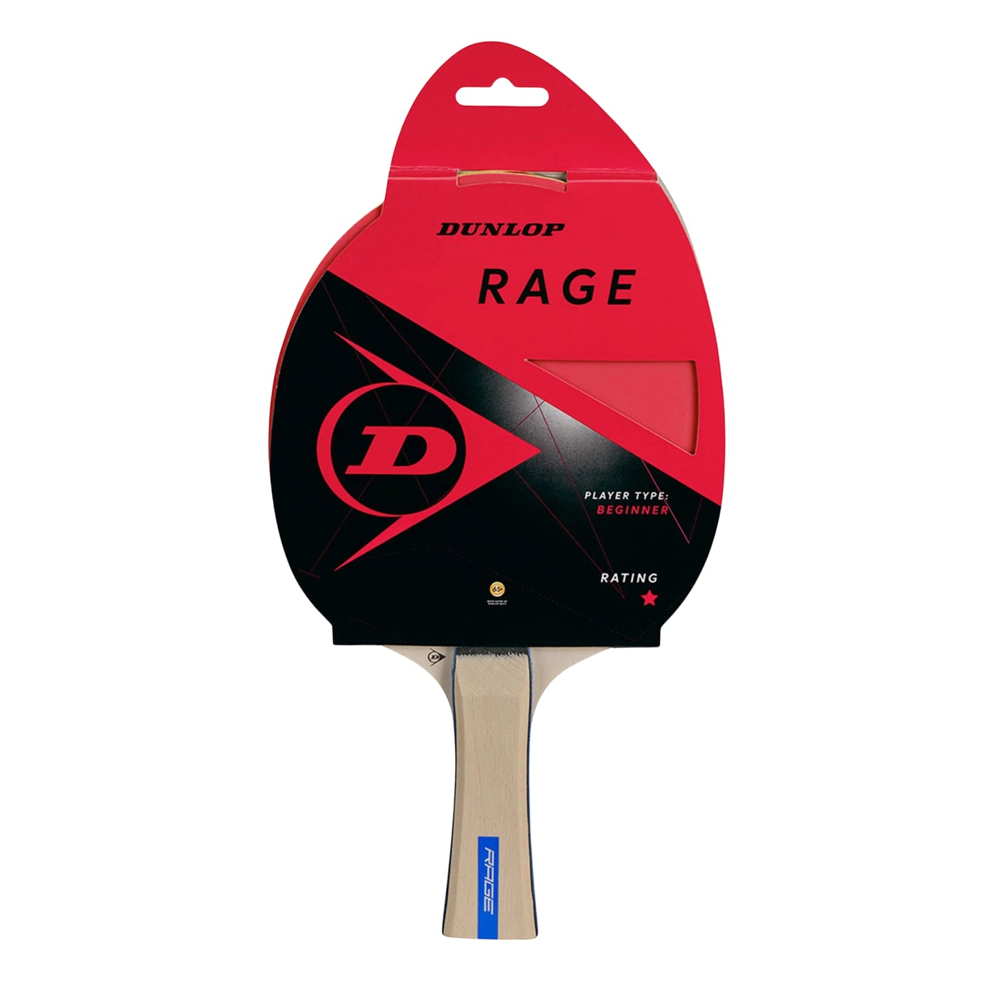 Dunlop Rage table tennis bat in packaging on a white background