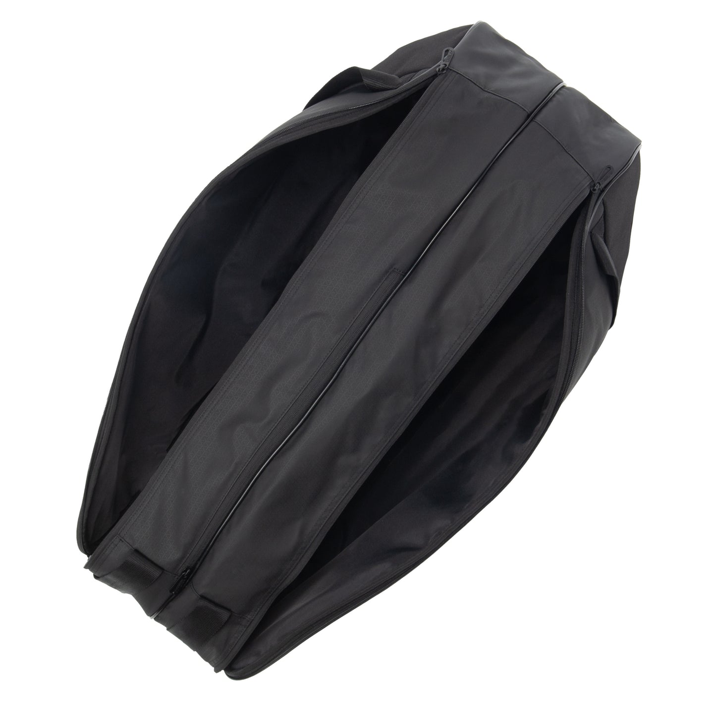 Black tennis bag on a white background