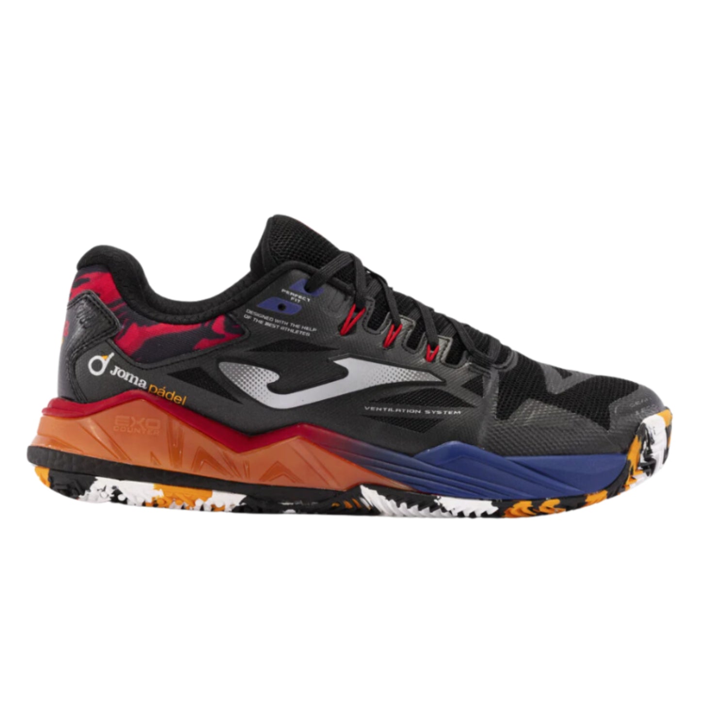 JOMA SHOE PADEL SPIN MN BLACK/RED/ORANGE (AW24)