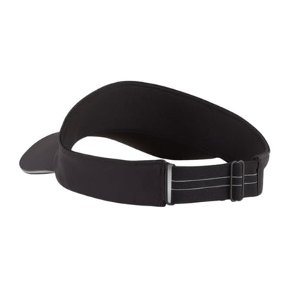 Black visor with a strap on a white background