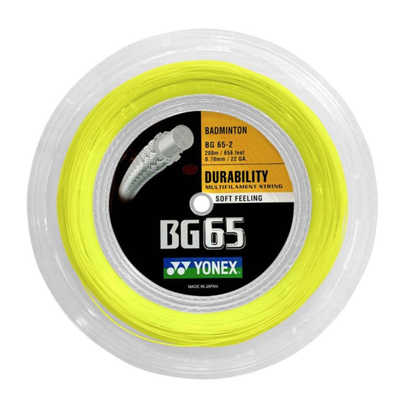 YONEX STRING BMT BG65 22G 0.70MM YELLOW REEL