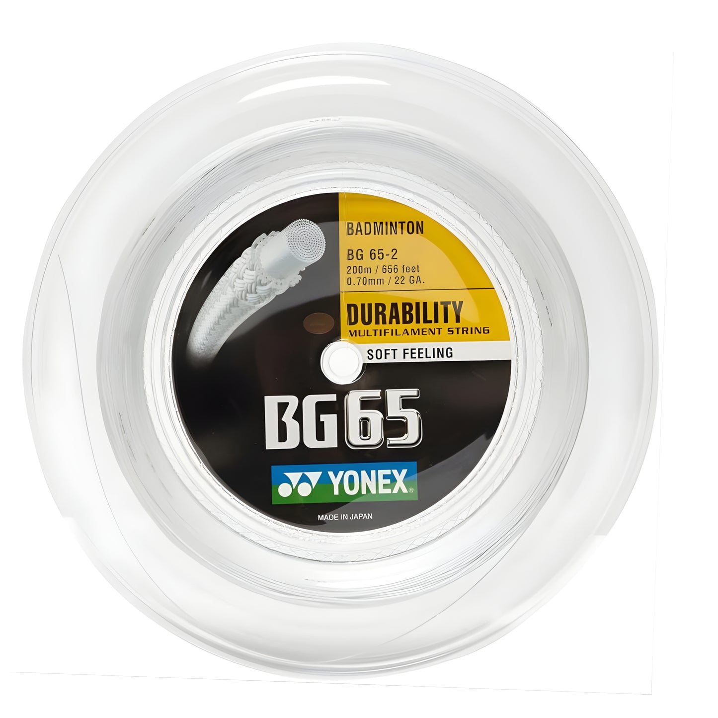YONEX STRING BMT BG65 22G 0.70MM WHT REEL