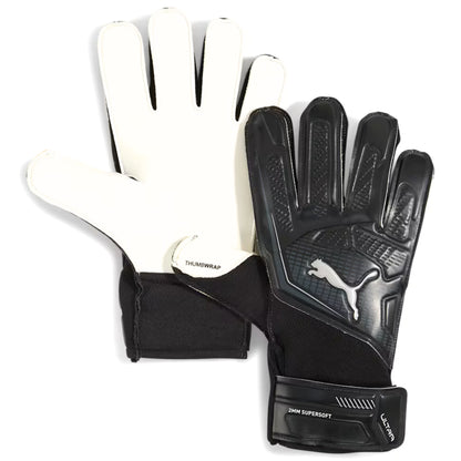 Black and white goalkeeper gloves with Puma logo on a white background