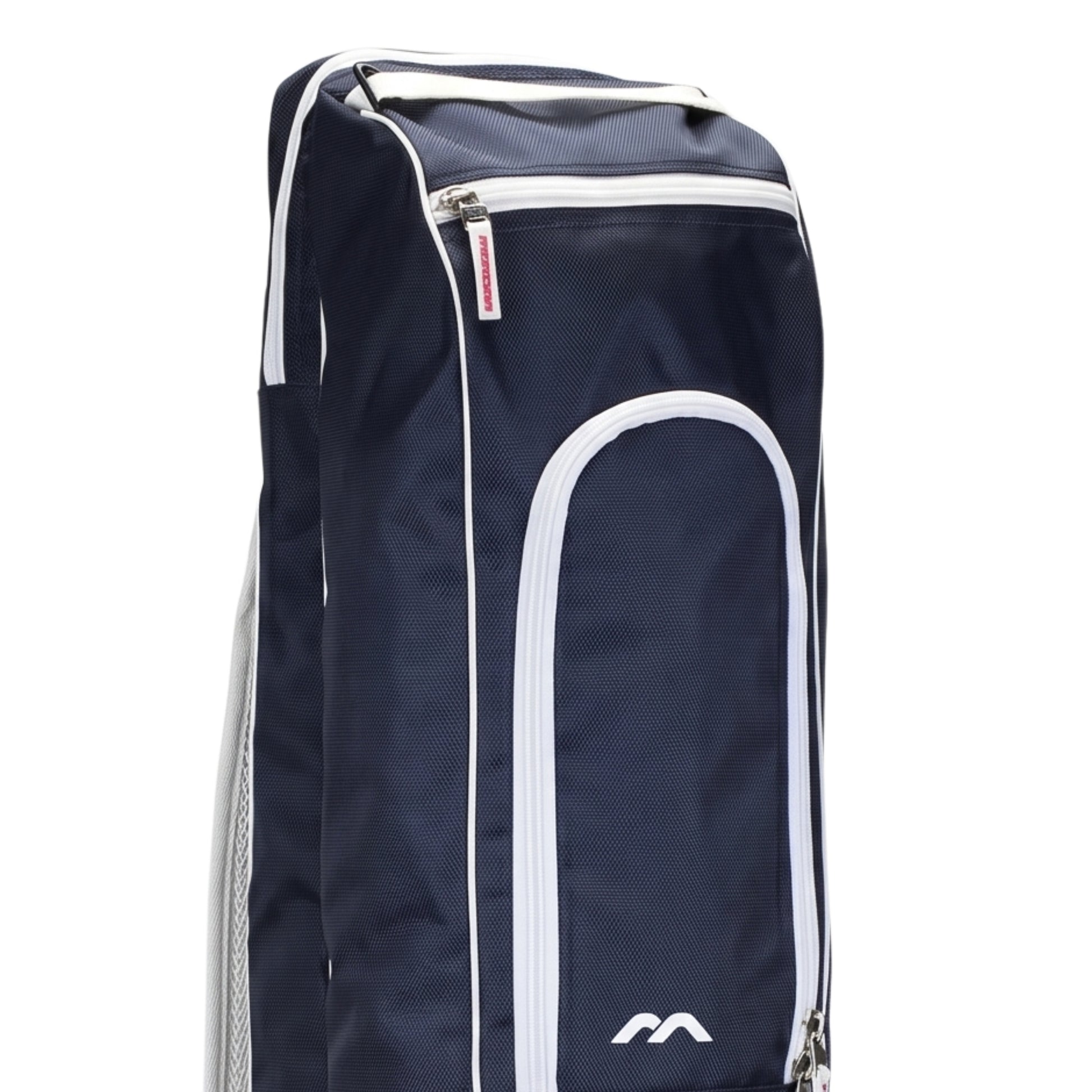 Navy Mercian blue stick bag with white accents on a white background