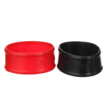 Red and black rubber grip bands with 'Tourna' branding on a white background