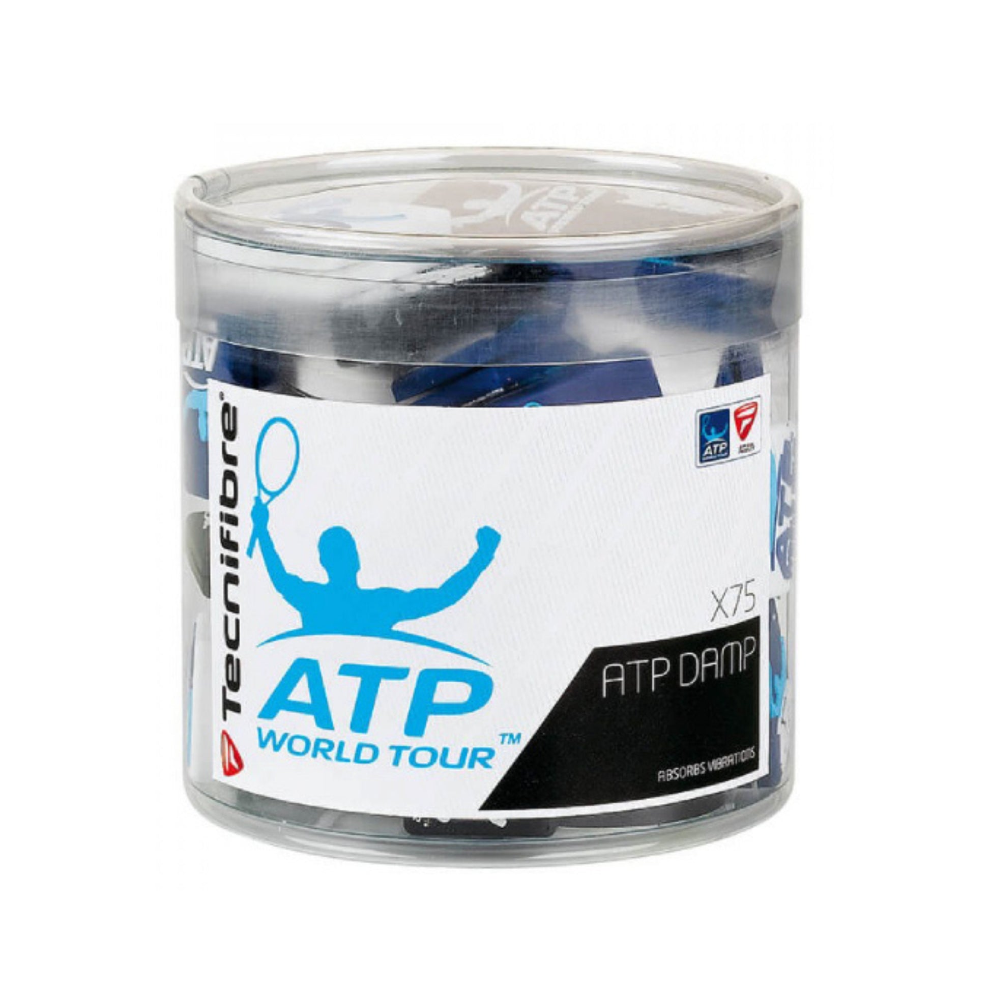 Tecnifibre ATP World Tour tennis ball canister on a white background