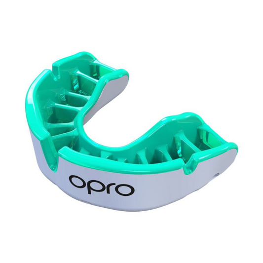 OPRO MOUTHGUARD GOLD JNR WHITE/MINT
