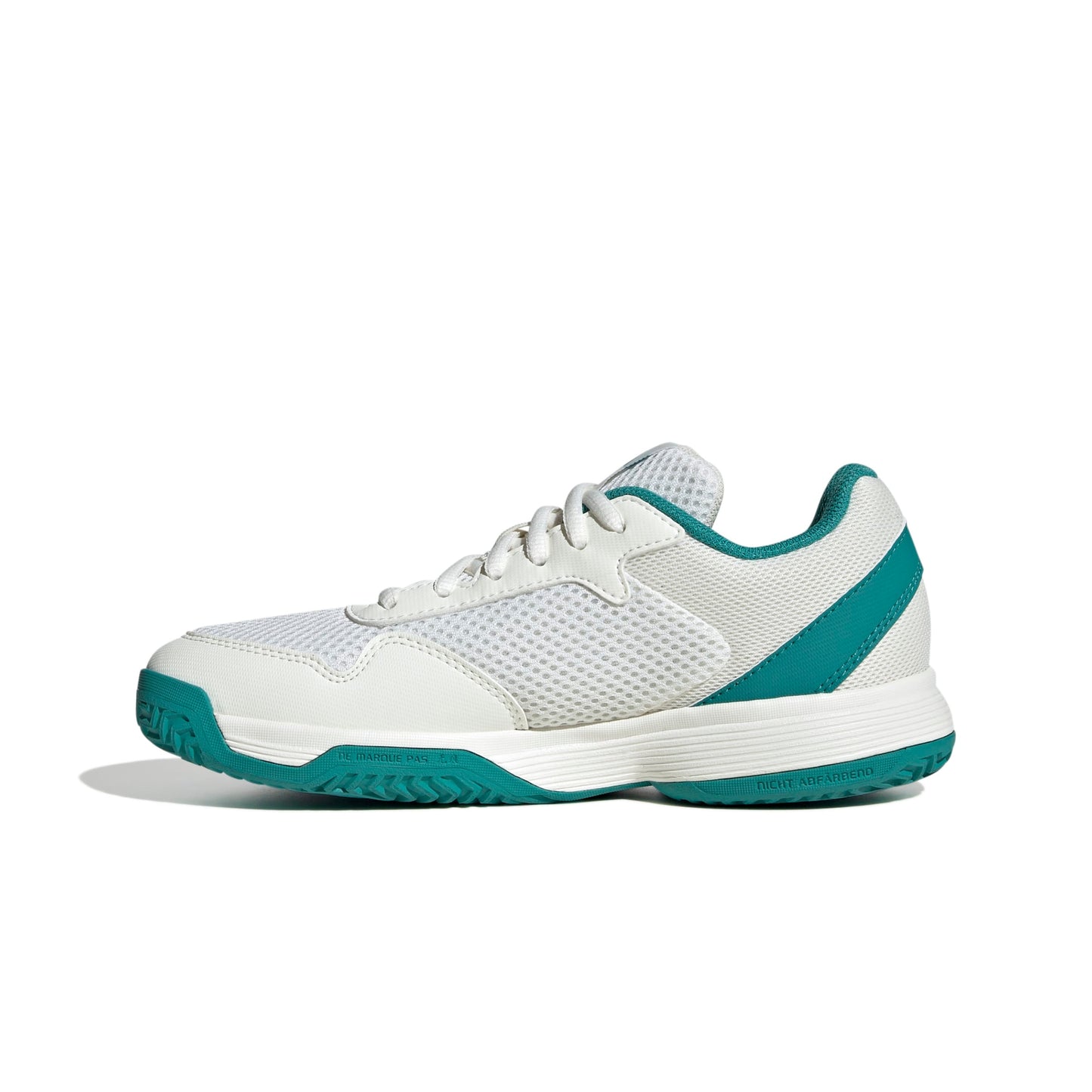 ADIDAS SHOE COURTFLASH KID WHITE/PURE TEAL (AW25)