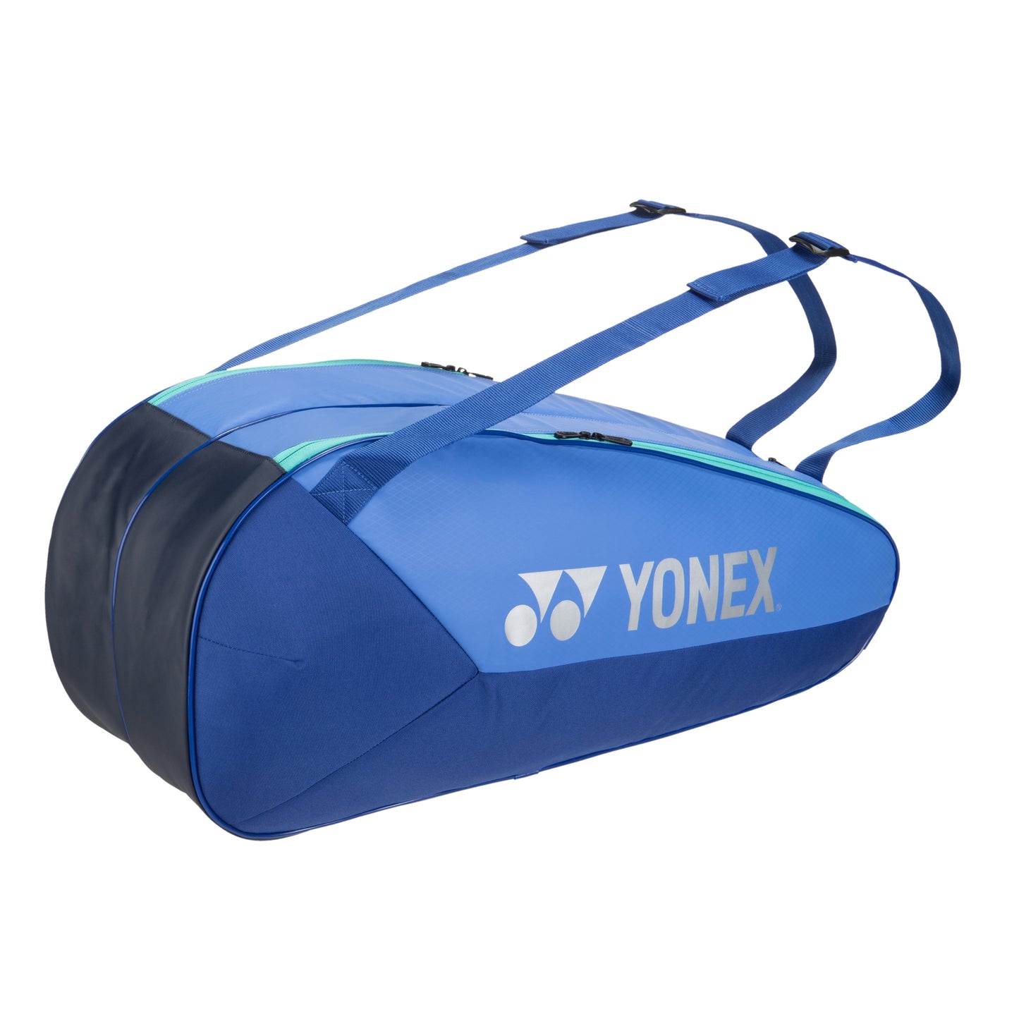 Blue tennis bag with Yonex logo on a white background