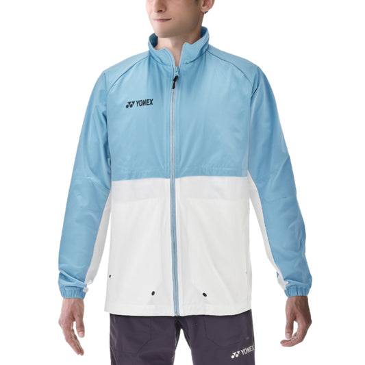 Light blue and white jacket with Yonex logo on a white background