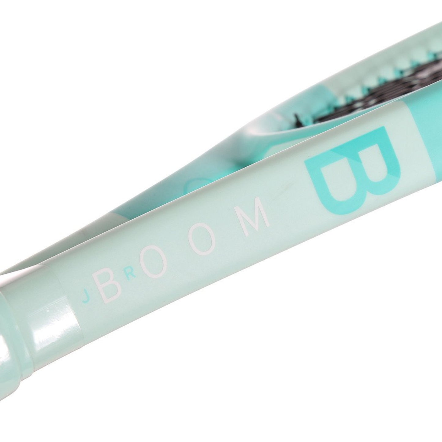 Light blue tennis racket with 'Boom' branding on a white background