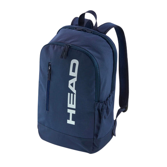 Navy blue backpack with 'HEAD' logo on a white background