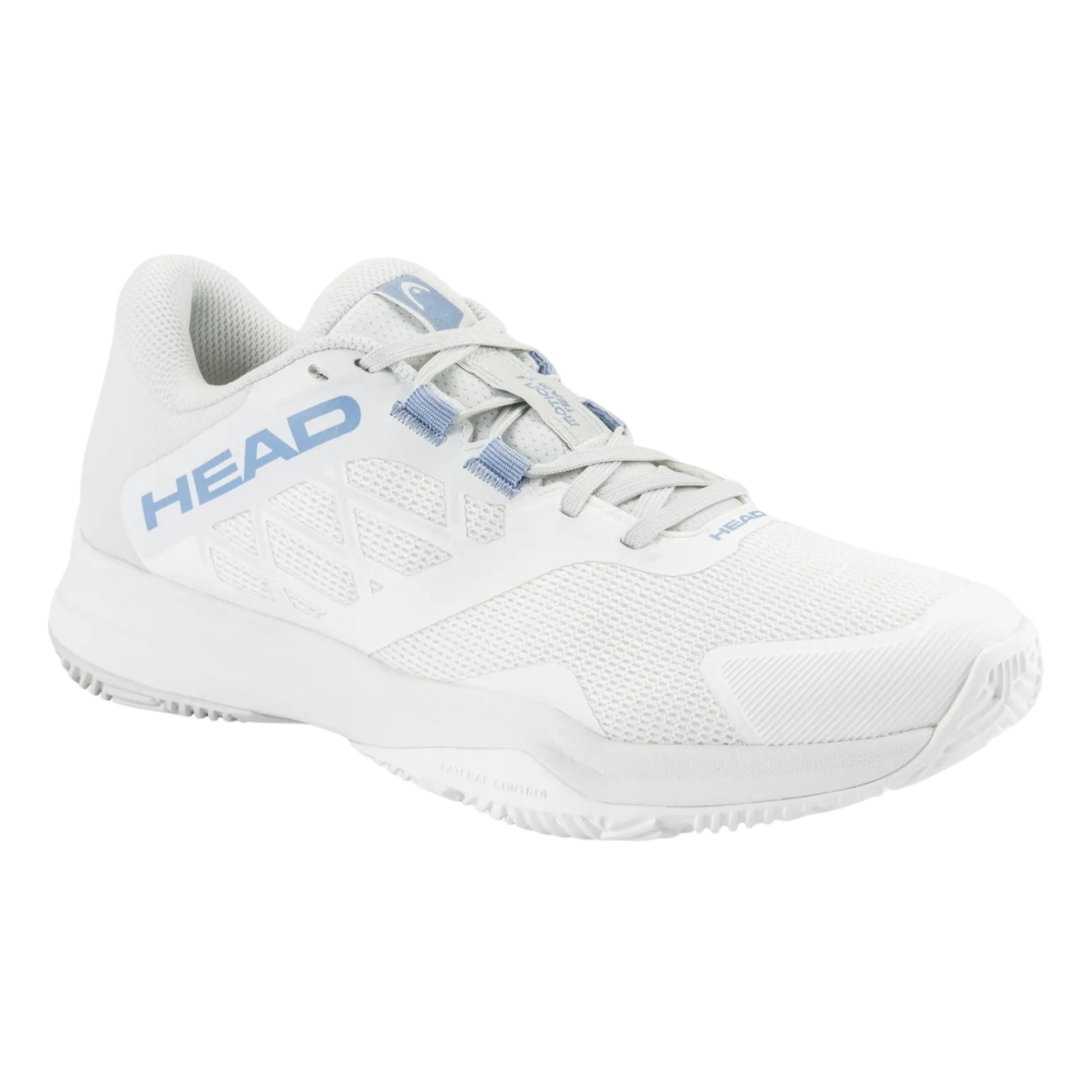 White Head padel shoes with light blue accents on a white background