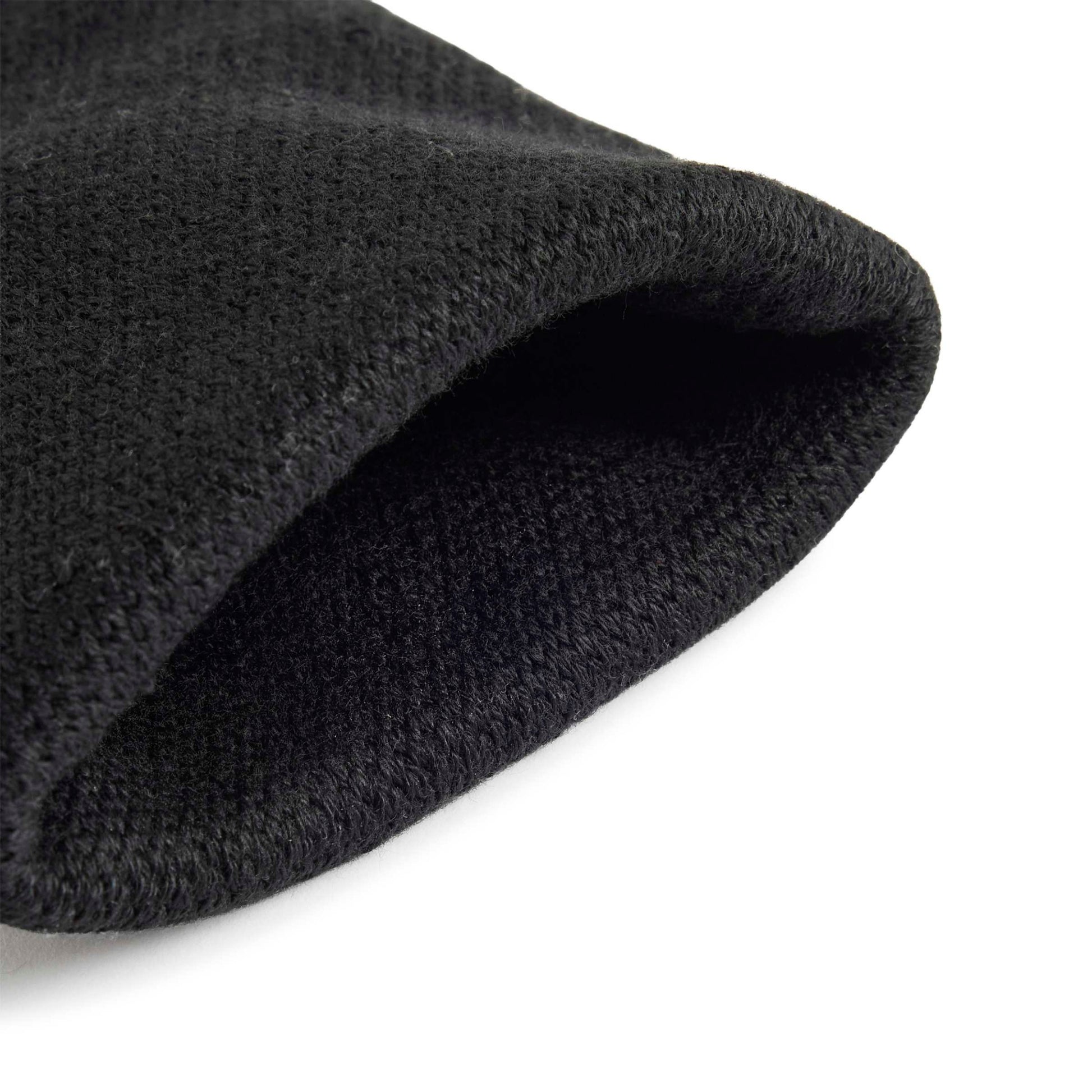 Close-up of a black textured wristband on a white background.