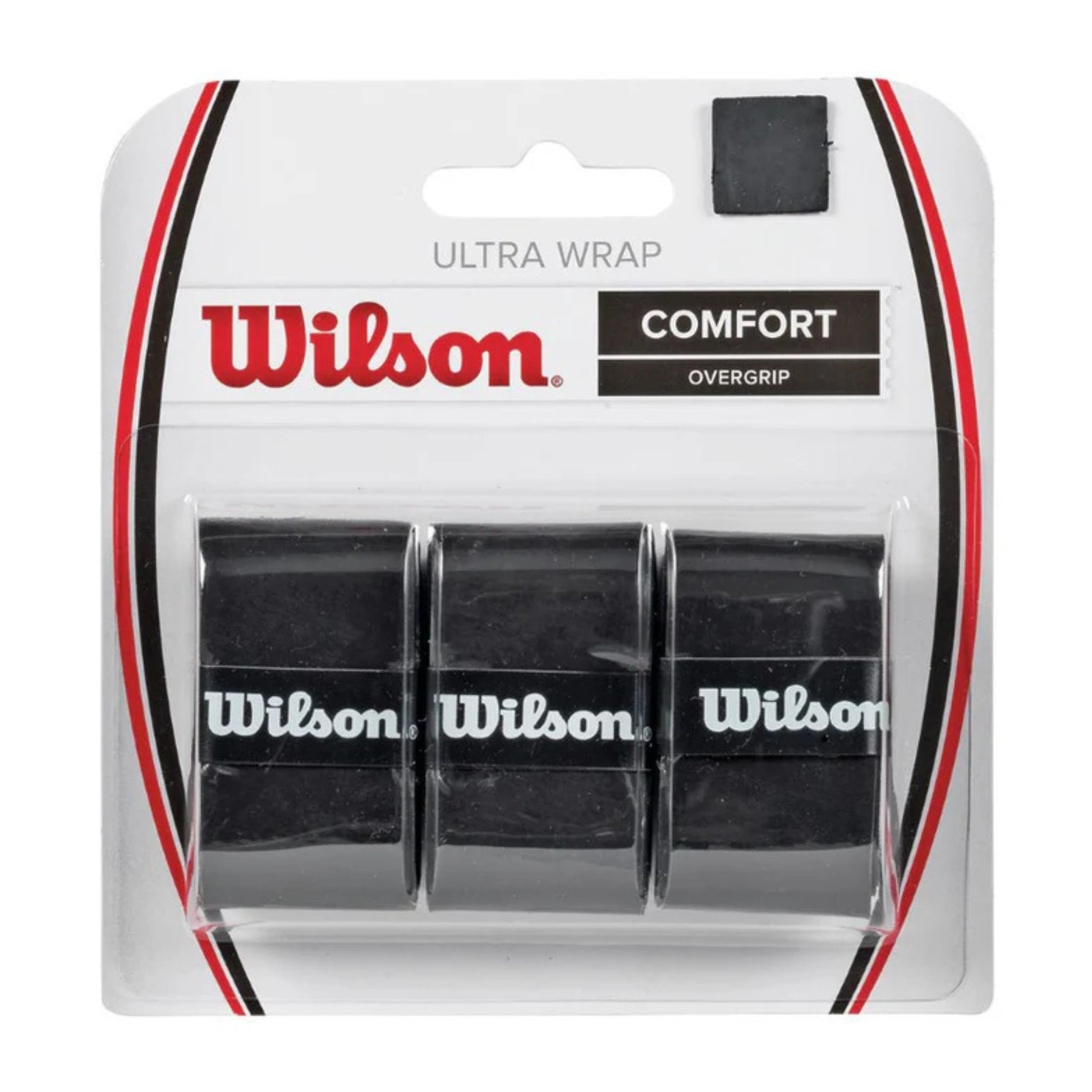 Pack of Wilson overgrips with branding and product details on a white background