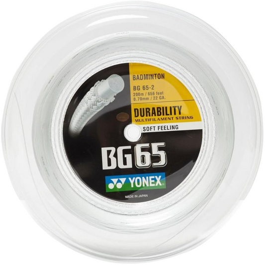 YONEX STRING BMT BG65 22G 0.70MM WHT REEL