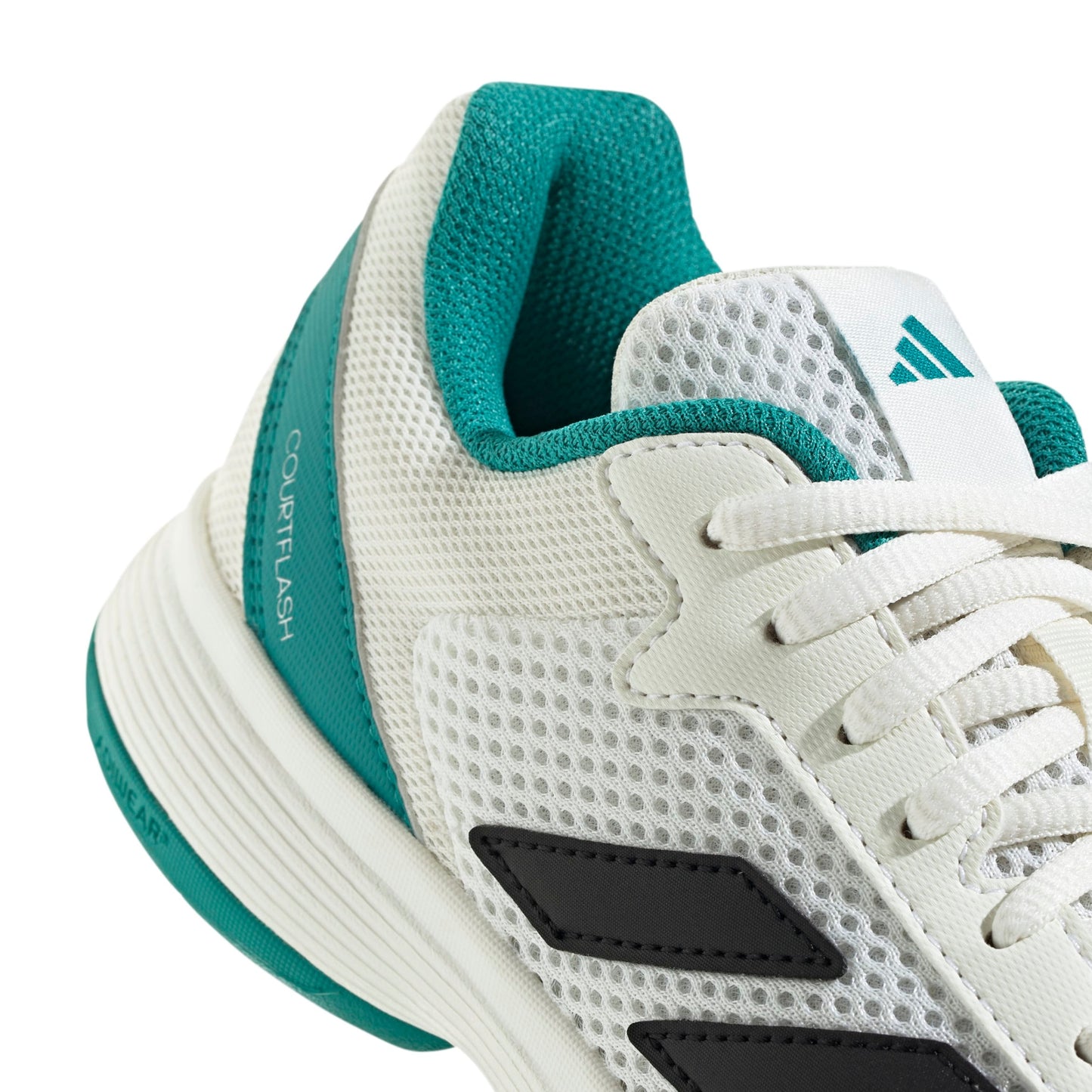ADIDAS SHOE COURTFLASH KID WHITE/PURE TEAL (AW25)