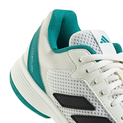ADIDAS SHOE COURTFLASH KID WHITE/PURE TEAL (AW25)