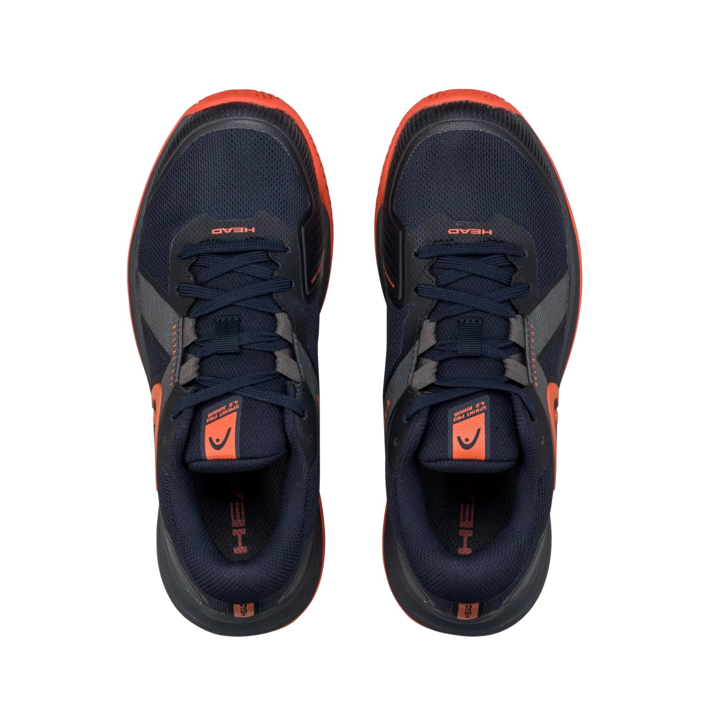Navy and orange Head padel shoes on a white background